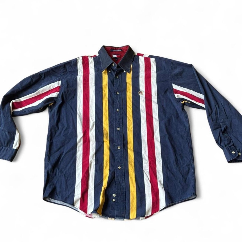 Vintage Tommy Hilfiger long sleeve striped shirt 100% cotton men’s large